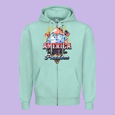 America Ice Cream Zipper Hoodie Designed By Howdyjamesfarm