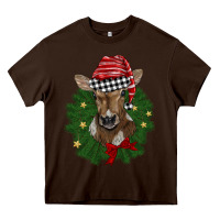 Chocolate Brown christmas wreath baby calf Heavy Core Tee - BarkalooDesign
