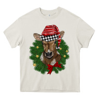 Cream christmas wreath baby calf Heavy Core Tee - BarkalooDesign