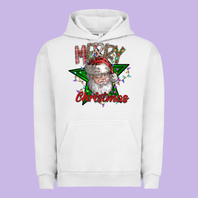 Festive Santa Claus Greeting Urban Hoodie Designed By Cowhidedigitalart