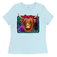 Baby Blue halloween highland cow Ladies Tee - Jasminsmagicworld