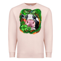 Pale Pink St. Patrick's day cow Premium Sweatshirt - FaDigitalArtStudio