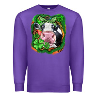 Purple St. Patrick's day cow Premium Sweatshirt - FaDigitalArtStudio