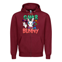 Burgundy I'm the game Bunny Easter day Zipper Hoodie - HowdyJamesFarm