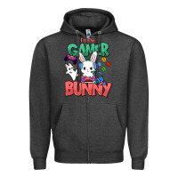 Charcoal Heather I'm the game Bunny Easter day Zipper Hoodie - HowdyJamesFarm