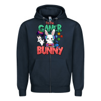 Navy I'm the game Bunny Easter day Zipper Hoodie - HowdyJamesFarm
