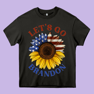 American Flag Sunflower Heavy Core Tee Designed By Jasminsmagicworld