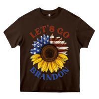 Chocolate Brown American flag sunflower Heavy Core Tee - Jasminsmagicworld