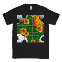 Black soccer balls and sunflowers with goal nets seamless pattern Classic Tee - BundleAndBundleShop