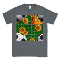 Charcoal Heather soccer balls and sunflowers with goal nets seamless pattern Classic Tee - BundleAndBundleShop