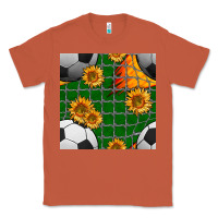 Copper soccer balls and sunflowers with goal nets seamless pattern Classic Tee - BundleAndBundleShop
