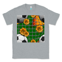 Heather Grey soccer balls and sunflowers with goal nets seamless pattern Classic Tee - BundleAndBundleShop