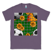 Lavender soccer balls and sunflowers with goal nets seamless pattern Classic Tee - BundleAndBundleShop