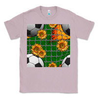 Lilac soccer balls and sunflowers with goal nets seamless pattern Classic Tee - BundleAndBundleShop