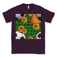 Plum soccer balls and sunflowers with goal nets seamless pattern Classic Tee - BundleAndBundleShop