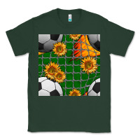 Sports Green soccer balls and sunflowers with goal nets seamless pattern Classic Tee - BundleAndBundleShop