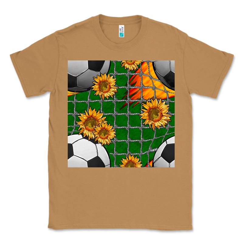 Soccer Balls And Sunflowers With Goal Nets Seamless Pattern Classic Tee by BundleAndBundleShop | Teevron