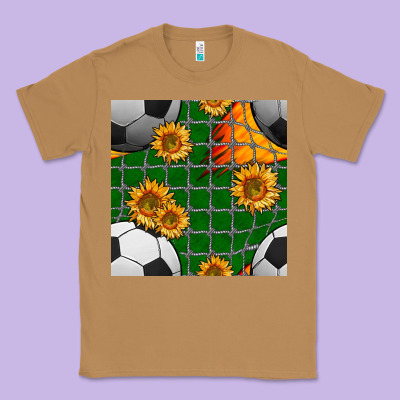 Soccer Balls And Sunflowers With Goal Nets Seamless Pattern Classic Tee Designed By Bundleandbundleshop
