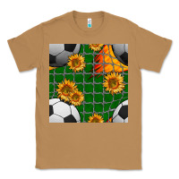 Toasted Coconut soccer balls and sunflowers with goal nets seamless pattern Classic Tee - BundleAndBundleShop