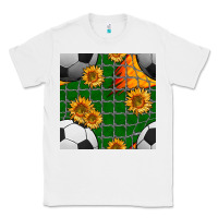 White soccer balls and sunflowers with goal nets seamless pattern Classic Tee - BundleAndBundleShop