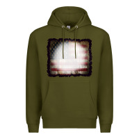 Army Green America Wood Flag with bBeach Effect Premium Hoodie - CowCowDesign