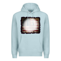 Blue Mist America Wood Flag with bBeach Effect Premium Hoodie - CowCowDesign