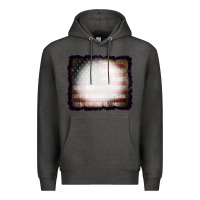 Charcoal Heather America Wood Flag with bBeach Effect Premium Hoodie - CowCowDesign
