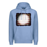 Colony Blue America Wood Flag with bBeach Effect Premium Hoodie - CowCowDesign