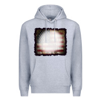 Heather Grey America Wood Flag with bBeach Effect Premium Hoodie - CowCowDesign