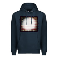 Navy America Wood Flag with bBeach Effect Premium Hoodie - CowCowDesign