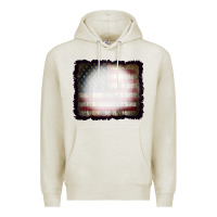 Oatmeal Heather America Wood Flag with bBeach Effect Premium Hoodie - CowCowDesign