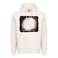 Pale Pink America Wood Flag with bBeach Effect Premium Hoodie - CowCowDesign