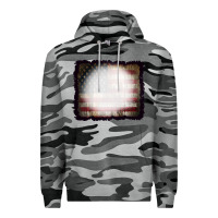 Slate Camo America Wood Flag with bBeach Effect Premium Hoodie - CowCowDesign