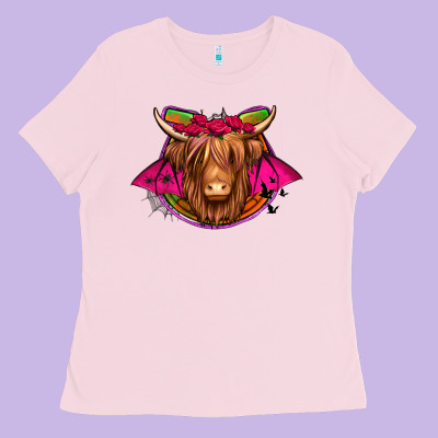 Halloween Highland Cow Horseshoe Ladies Tee Designed By Jasminsmagicworld