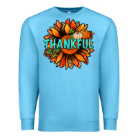 Ocean Blue thankful with sunflower bbs Premium Sweatshirt - BundleAndBundleShop