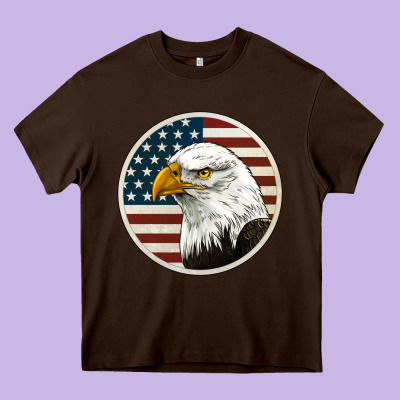 American Bald Eagle Heavy Core Tee Designed By Jasminsmagicworld