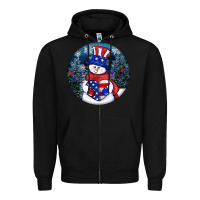 Black Patriotic snowman ornament 4th of july Zipper Hoodie - HowdyJamesFarm