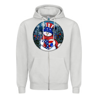 Dove Grey Patriotic snowman ornament 4th of july Zipper Hoodie - HowdyJamesFarm