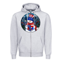 Heather Grey Patriotic snowman ornament 4th of july Zipper Hoodie - HowdyJamesFarm