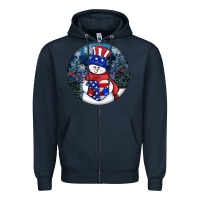 Navy Patriotic snowman ornament 4th of july Zipper Hoodie - HowdyJamesFarm