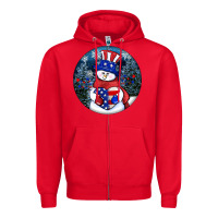 Red Patriotic snowman ornament 4th of july Zipper Hoodie - HowdyJamesFarm