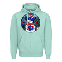 Seafoam Patriotic snowman ornament 4th of july Zipper Hoodie - HowdyJamesFarm