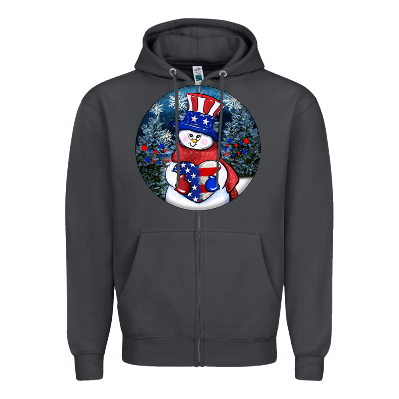 Patriotic Snowman Ornament 4th Of July Zipper Hoodie by HowdyJamesFarm | Teevron