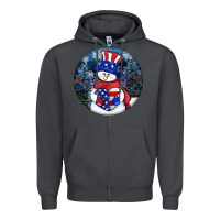 Smoke Patriotic snowman ornament 4th of july Zipper Hoodie - HowdyJamesFarm