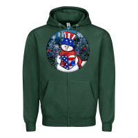 Sports Green Patriotic snowman ornament 4th of july Zipper Hoodie - HowdyJamesFarm