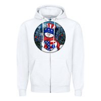 White Patriotic snowman ornament 4th of july Zipper Hoodie - HowdyJamesFarm