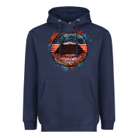 Navy American flag lips 4th of july Heavyweight Hoodie - FaDigitalArtStudio
