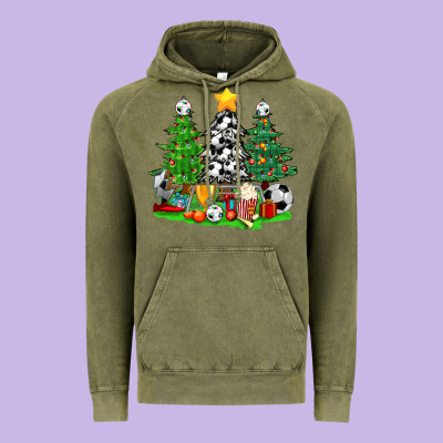 Christmas With Soccer Trees Vintage Hoodie Designed By Bundleandbundleshop