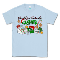 Dusty Blue Santa's Favorite Cashier Classic Tee - LillyAllenDesigns