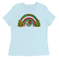 Baby Blue mexican flag cactus and sunflowers rainbow Ladies Tee - Jasminsmagicworld